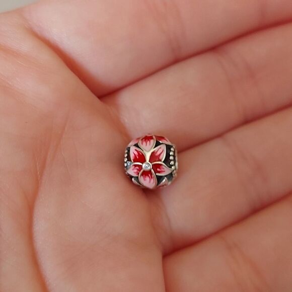 925 Sterling Silver Blooming Flower Charm - Picture 4 of 5